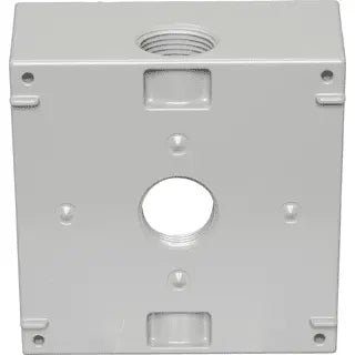 BWF TGB-75V Two-Gang Weatherproof Outlet Box, (3) 3/4" Holes, Gray